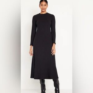 🛍️x 3 for$35or🛍️x4 for$50 Old-Navy Rib Knit Long Sleeve Midi Shift Sweater Dress